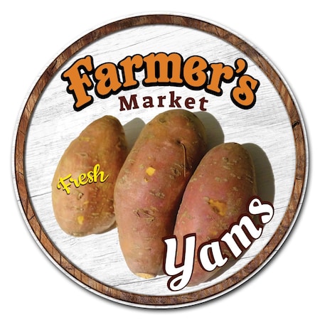 Farmers Market Yams Circle Corrugated Plastic Sign